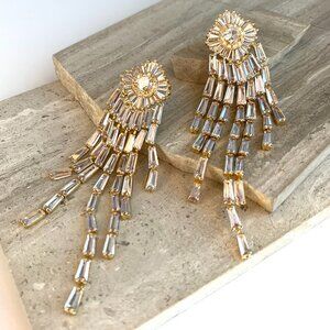 NEW ~ Anthropologie, BHLDN, Gold Glam Crystal Fringe Earrings